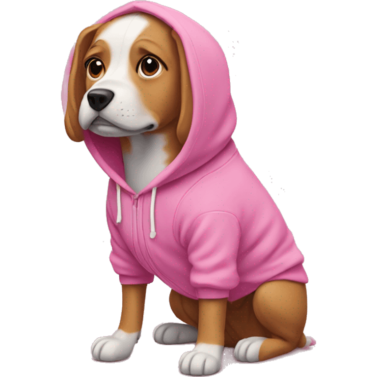 Dog wearing a pink hoodie emoji