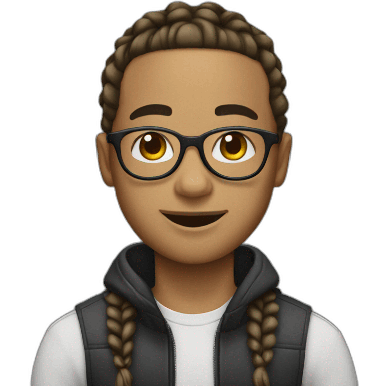 Lightskin boy with cornrows and glasses, goatee  emoji