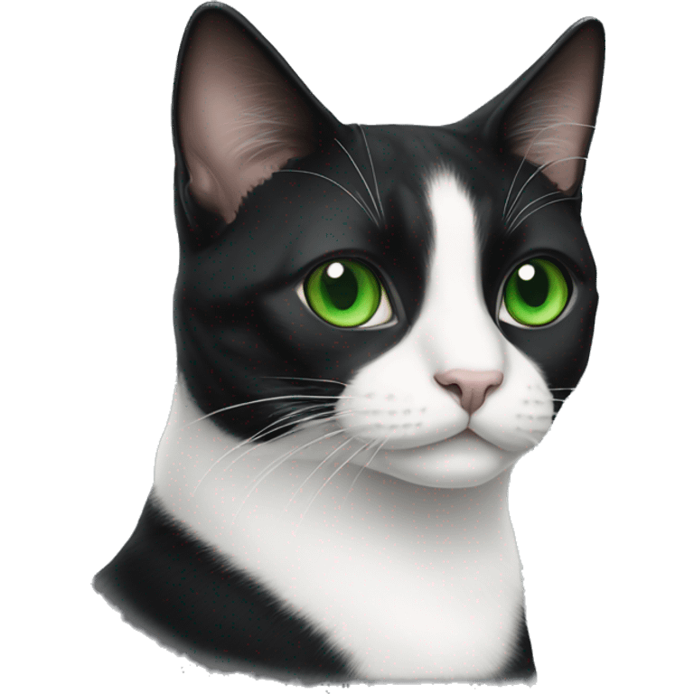 Tuxedo cat with green eyes  emoji