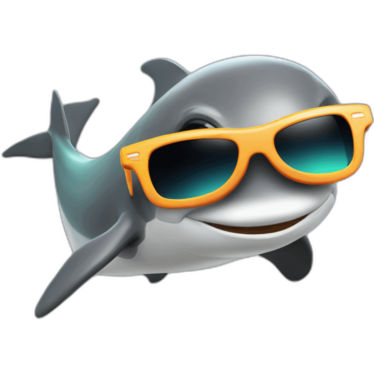 Dolphin with sunglasses with explosion behind it emoji