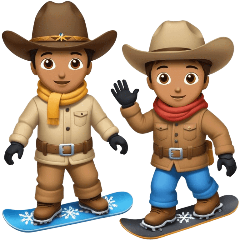 2 cowboys snowboarding birthday  emoji