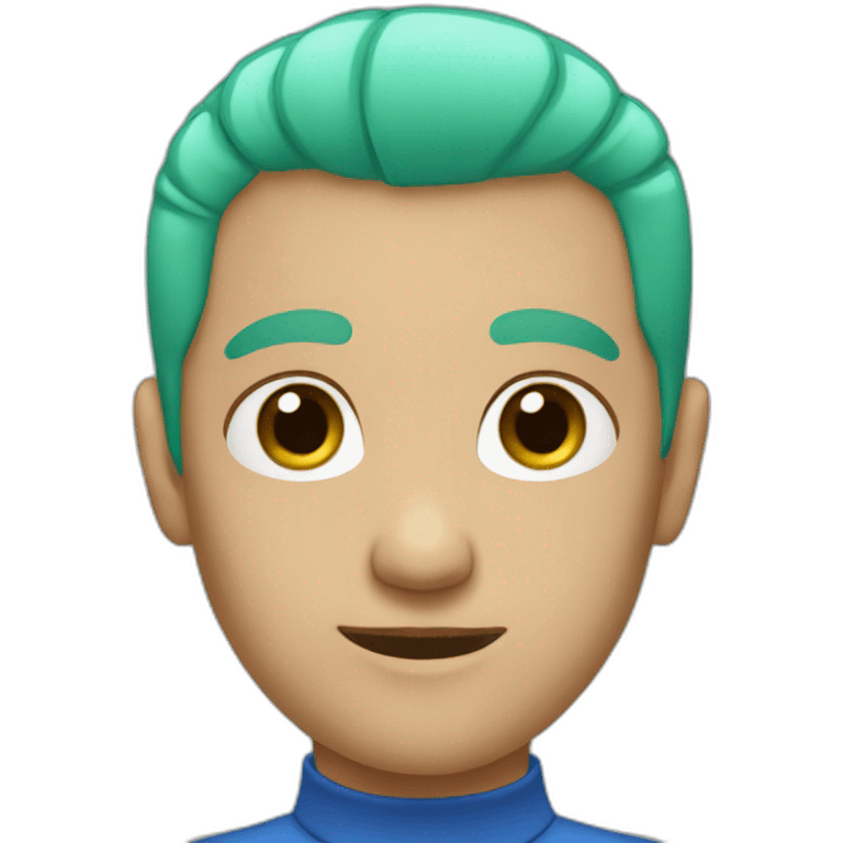 No hair green blue emoji