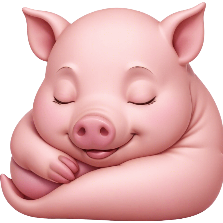 Meme-Worthy Cute Sleeping Pig Portrait Emoji, Head resting peacefully with a contented smile, showcasing a delightfully stout build and a luxuriously soft rosy-pink hide, eyes shut in a serene, restful nap, Simplified yet hilariously adorable features, highly detailed, glowing with a soft, drowsy light, high shine, relaxed and utterly lovable, stylized with an air of playful laziness, bright and heartwarming, soft glowing outline, capturing the essence of a comically sleepy pig, so meme-worthy it feels like it could instantly become the next viral sensation of adorable slumber! emoji