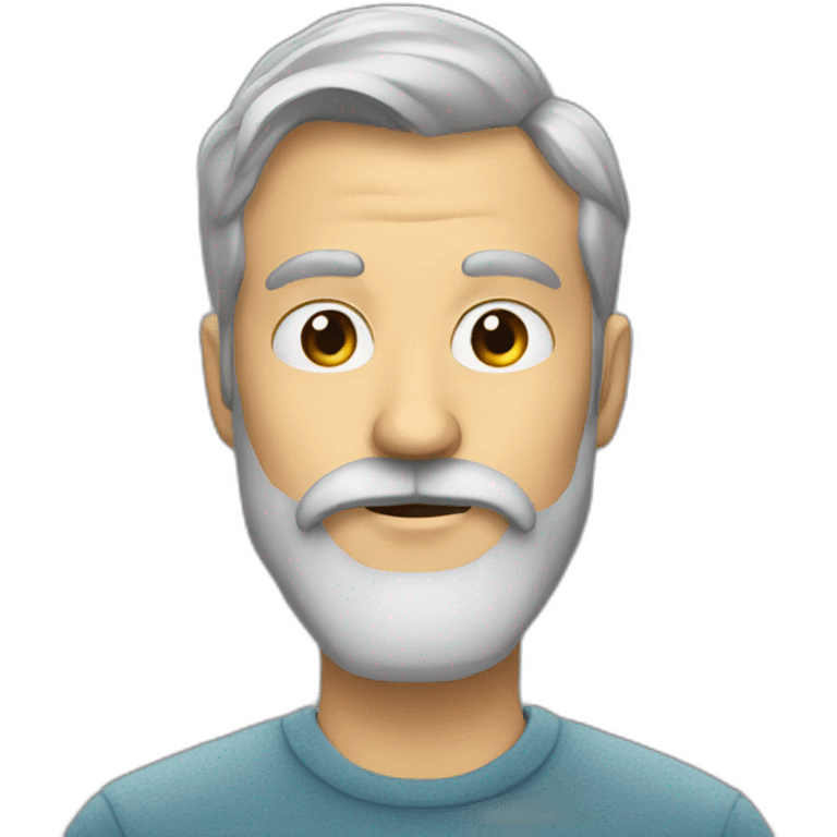 Man with a grey beard who do the duck face emoji