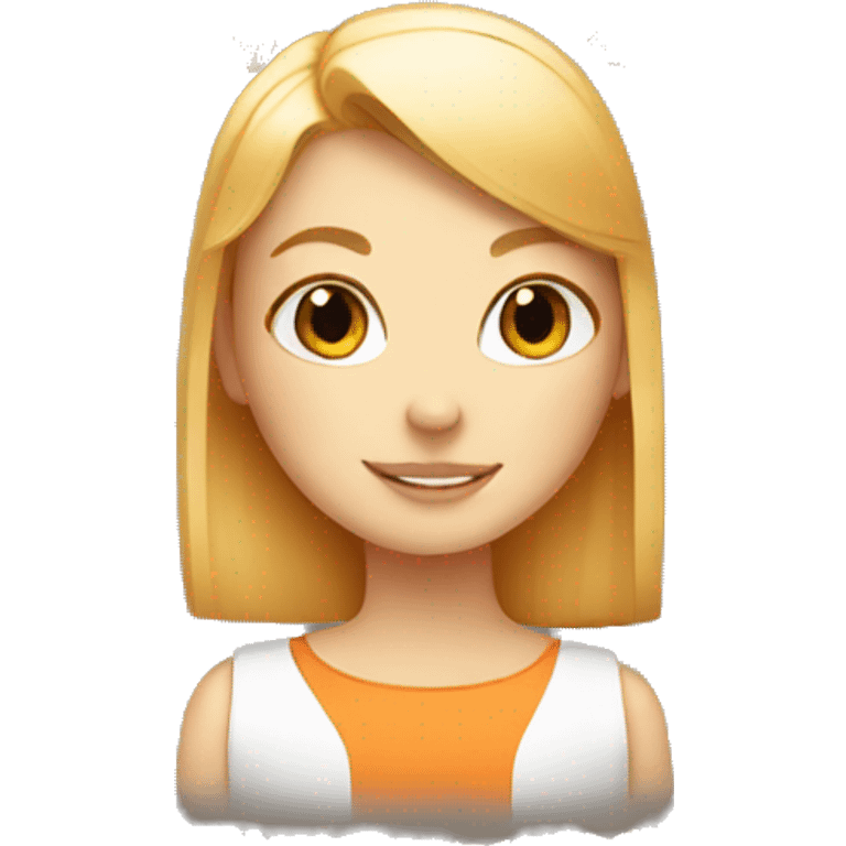 blond girl with orange white cat emoji