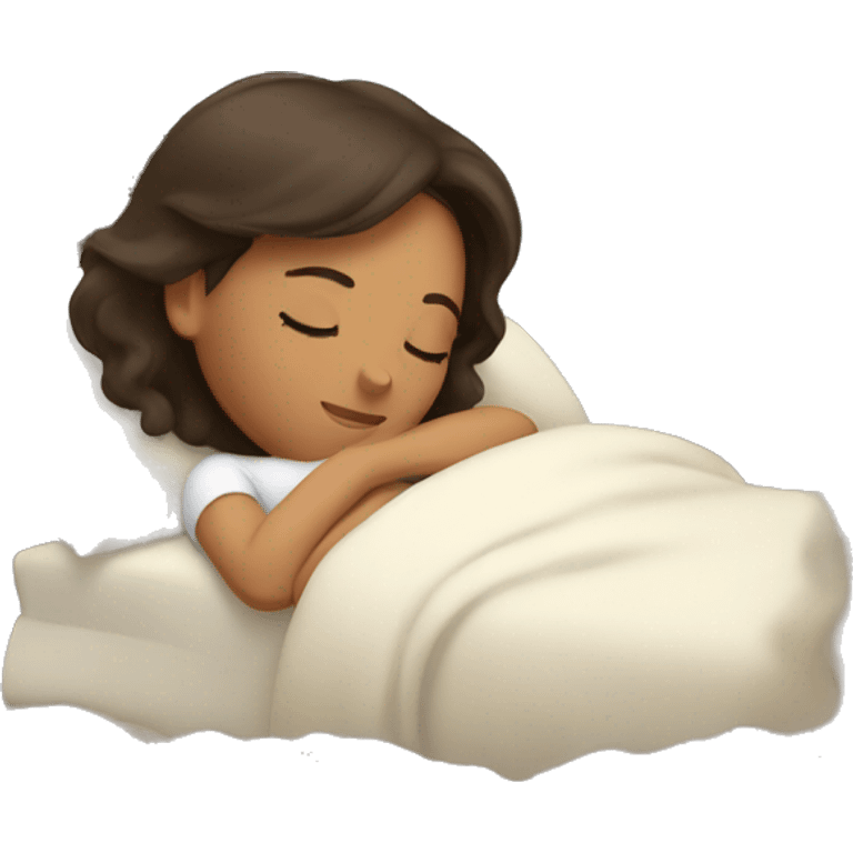 sleeping brunette girl in bed emoji