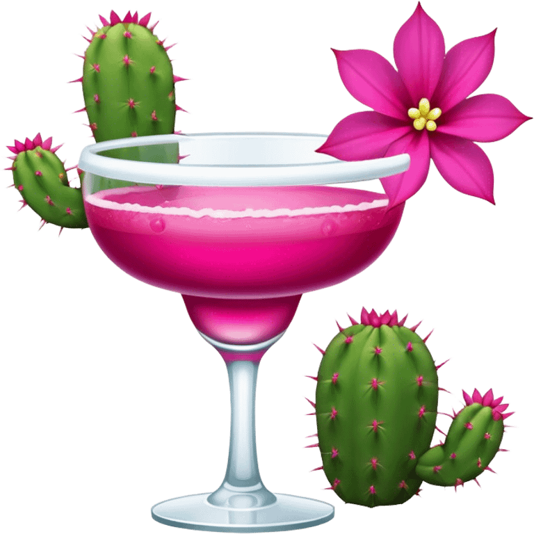 Magenta margarita with pink cactus flower  emoji