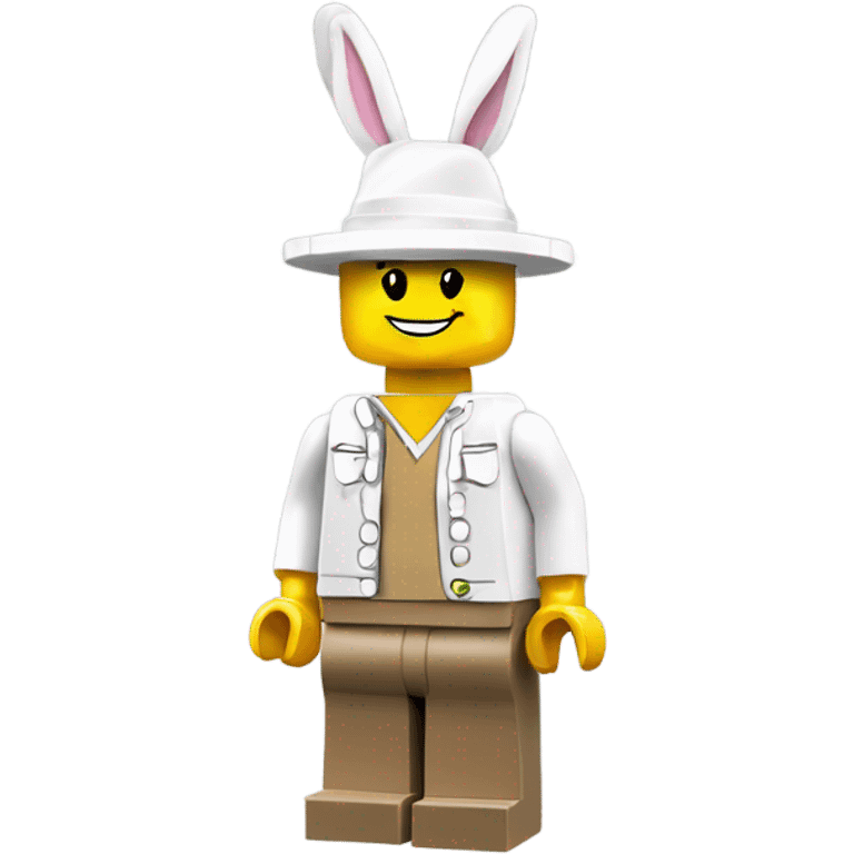 Lego toy whole body with rabbit hat one white guy white  emoji