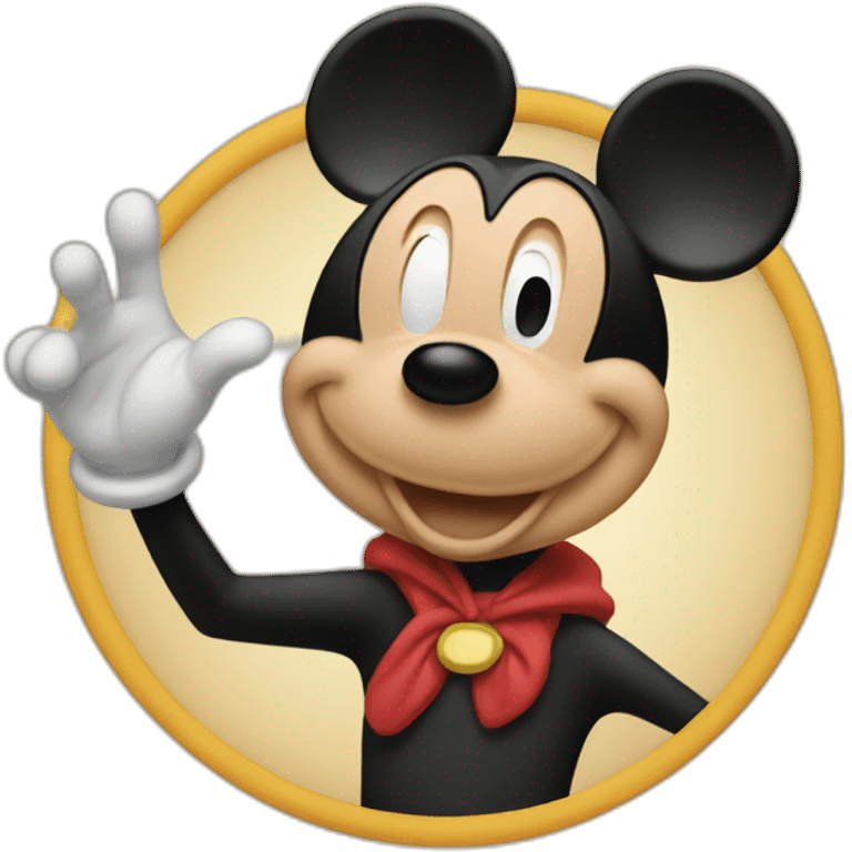 Disney logo with Mickey Mouse waving emoji