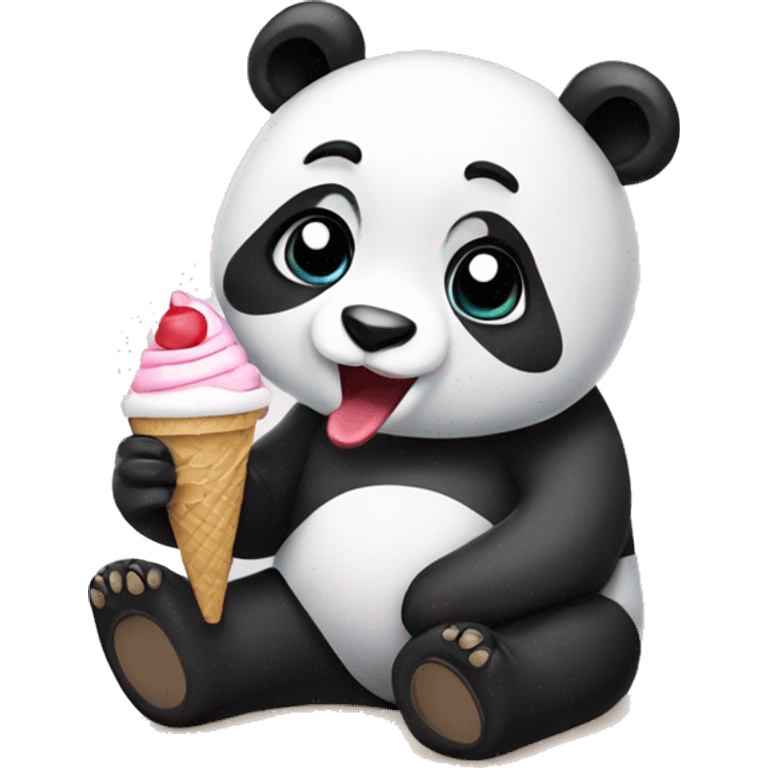 Panda eating ice cream emoji