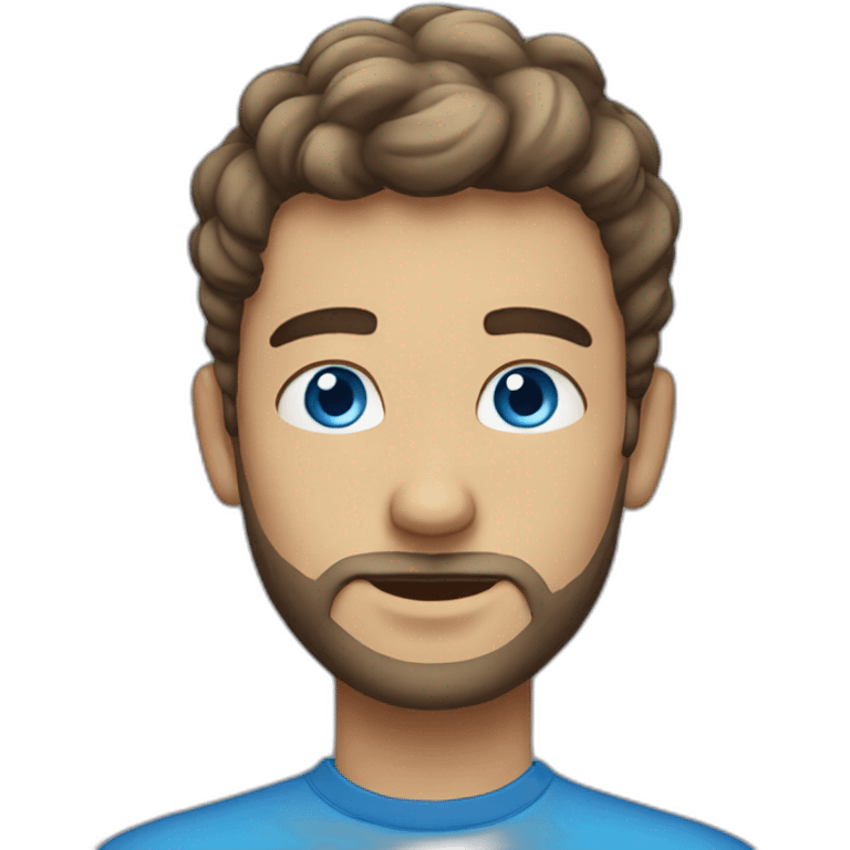 A young Man with blue eyes, a short beard, and a cloud in front of his face emoji