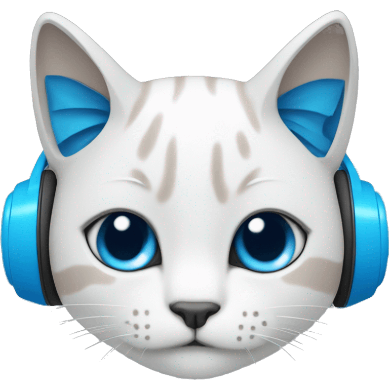 un gatto con delle cuffie blu emoji