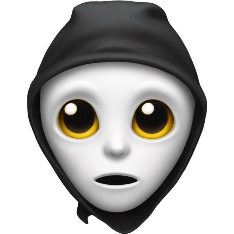 white alien, with black cap , no mouth emoji