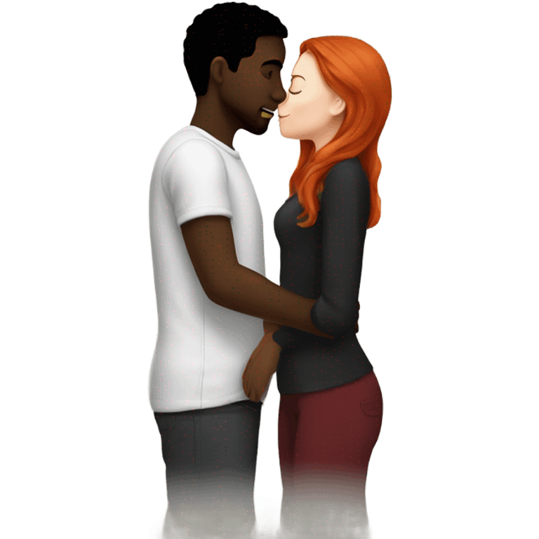 white red headed girl kissing black guy emoji