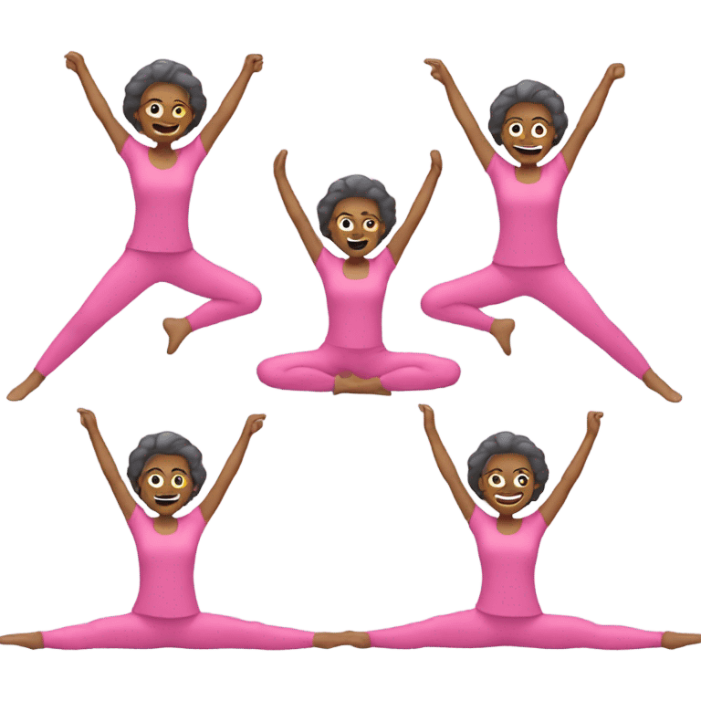 Middle aged lady wearing pink doing the splits emoji