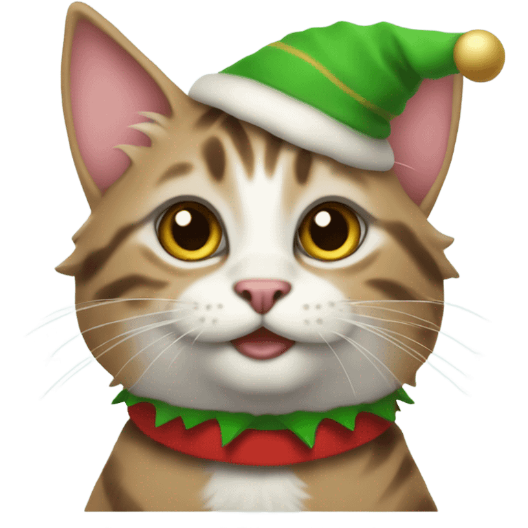 Tabby Cat as a  Christmas elf emoji