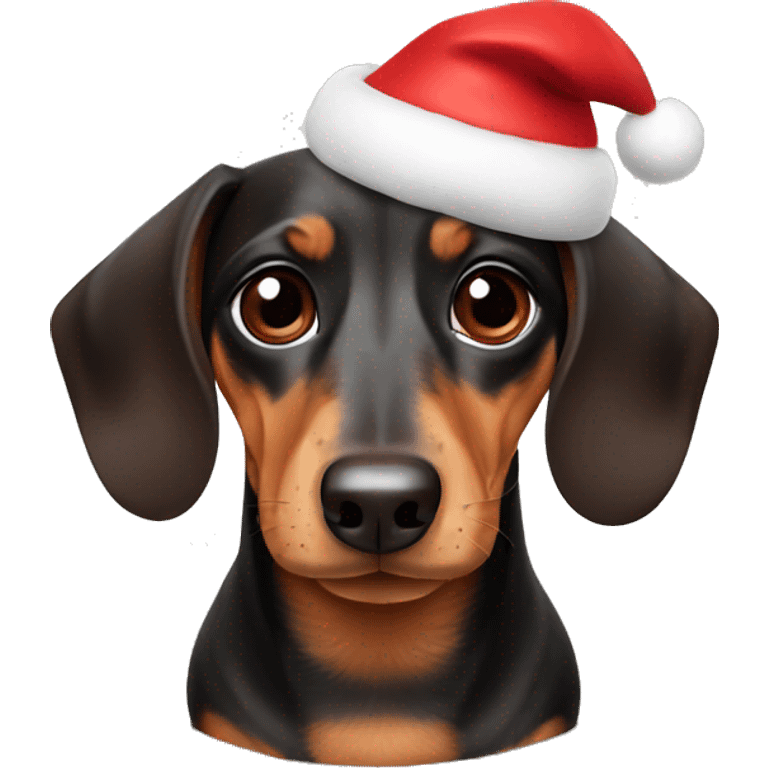 Dachshund with Christmas hat emoji