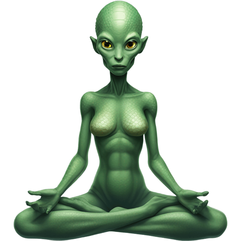 a Reptilian alien woman,in meditation emoji