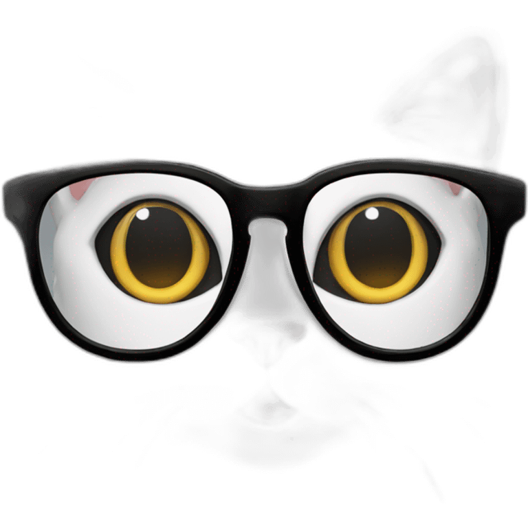 cat happy with glasses black emoji