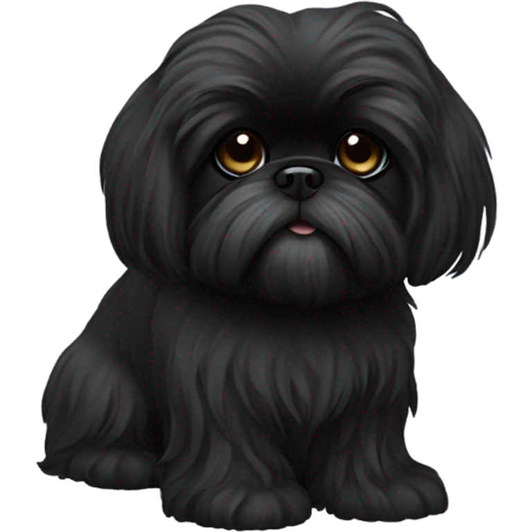 Completely black shiz tzu with long hair  emoji