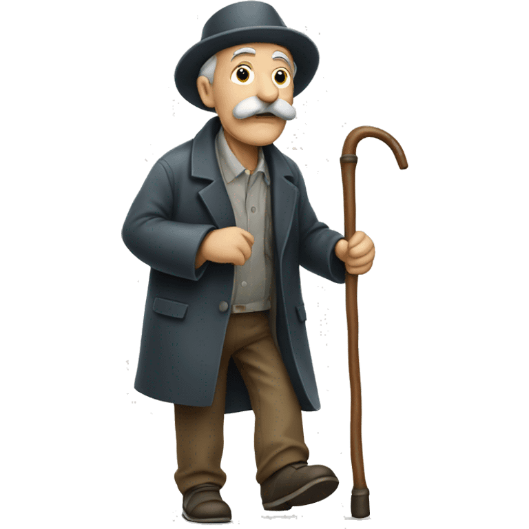 old man with moustache walking with walking stick emoji