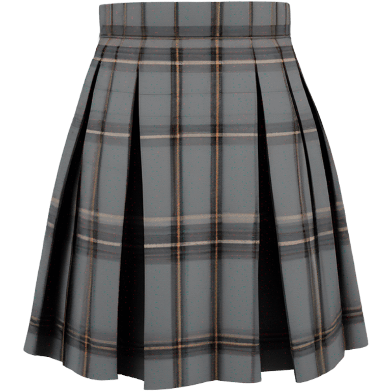 Grey tartan pleated mini skirt, isolated emoji