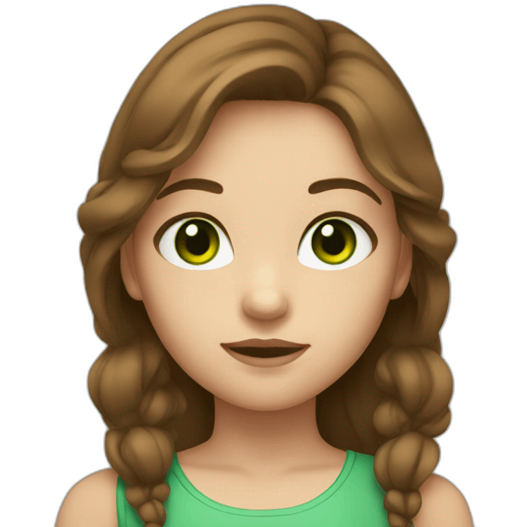 girl with brown hair and green eyes emoji