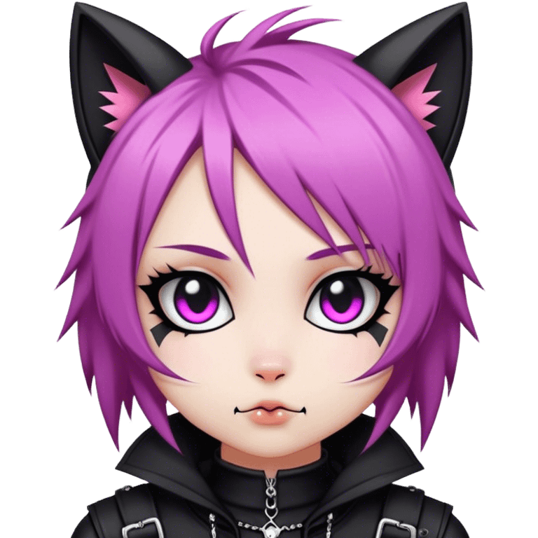 Edgy Kawaii Cute Cool Cartoon Anime Punk Techwear Gothic Catgirl emoji