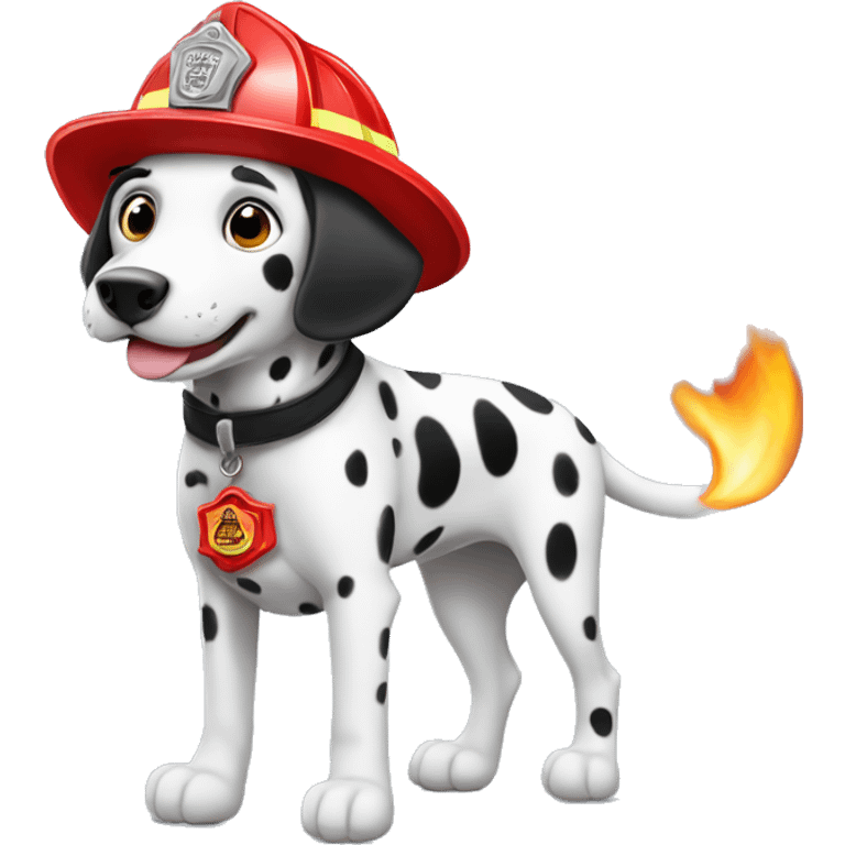 Dalmatian with fire fighter hat  emoji