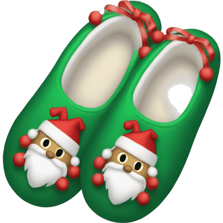 light red and green christmas slippers emoji