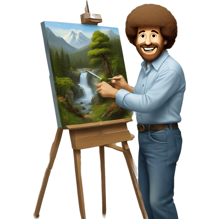 Bob Ross painting a painting  emoji