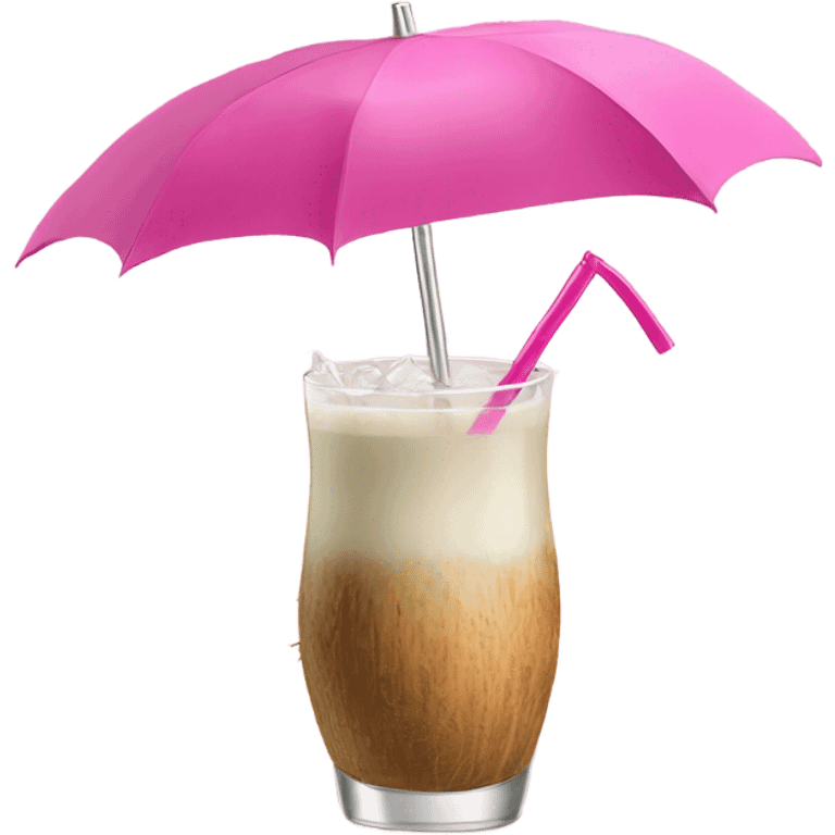 coconut drink with pink umbrella emoji