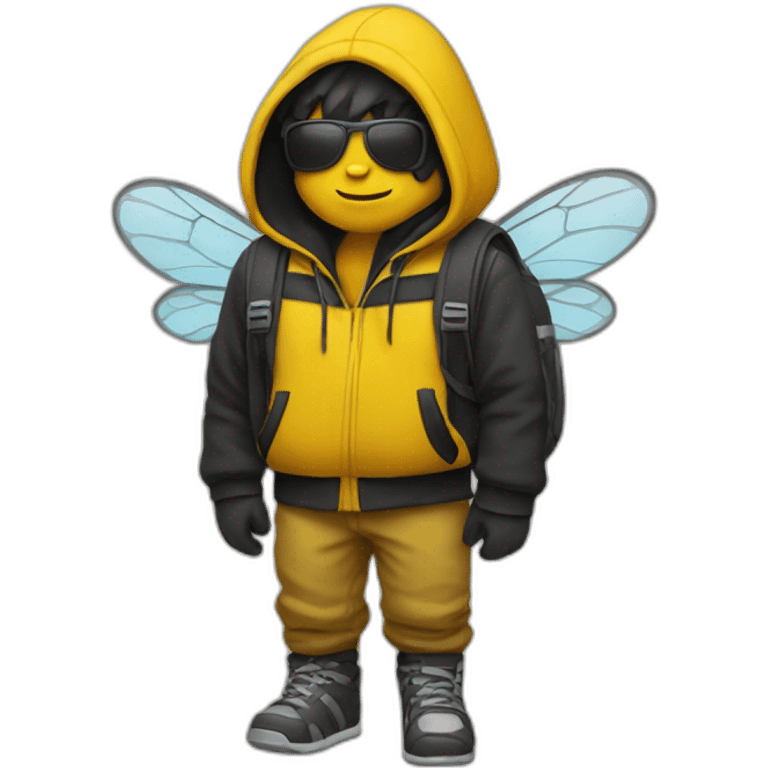 bumblebee traveler in a hoodie emoji