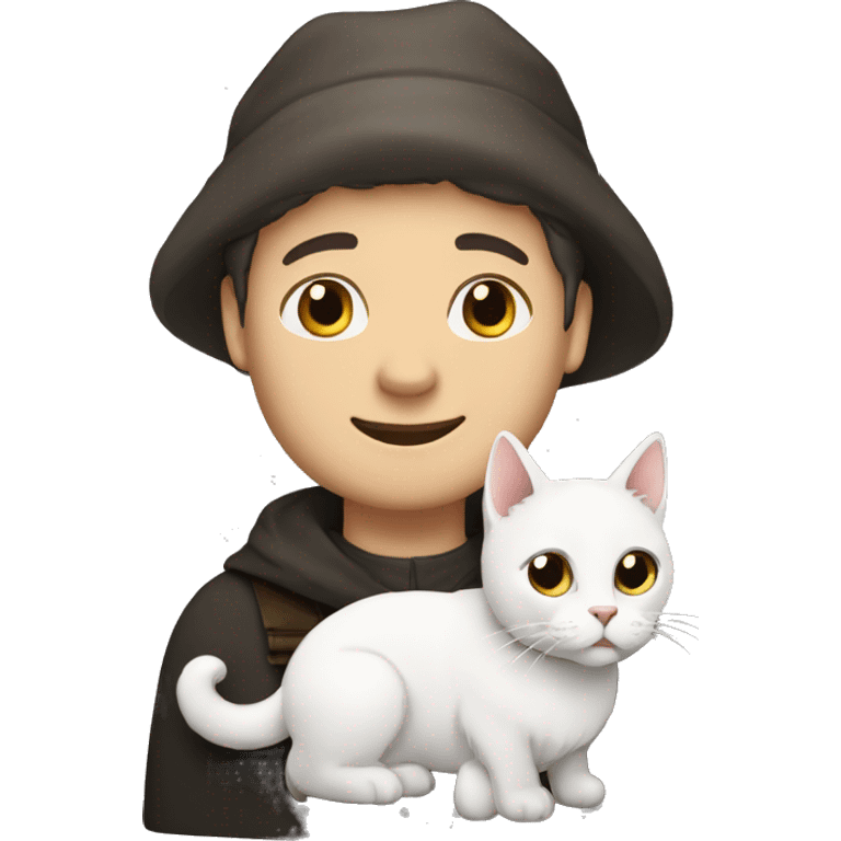 À sheperd german with a White cat with a Little of black color emoji