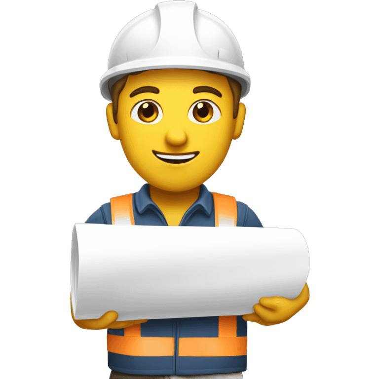 white construction worker holding rolled up plans emoji