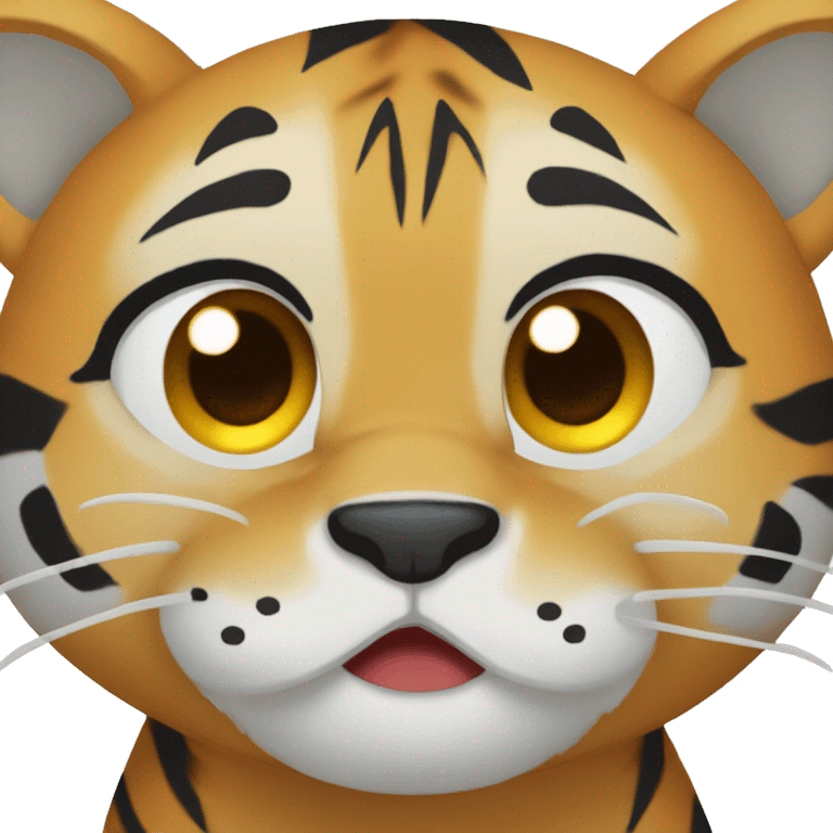 create a emoji tiger is crying style anime  emoji