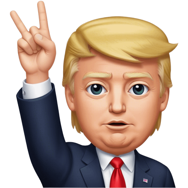 Donald  Trump shows victory with one hand hyperrealistic emoji