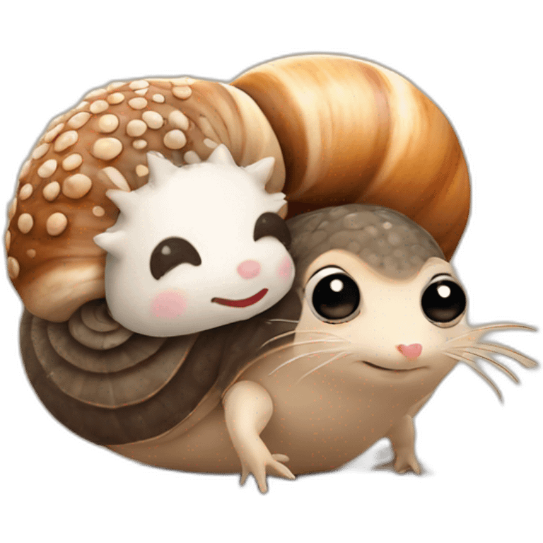 cute snail hugs cute hedgehog emoji