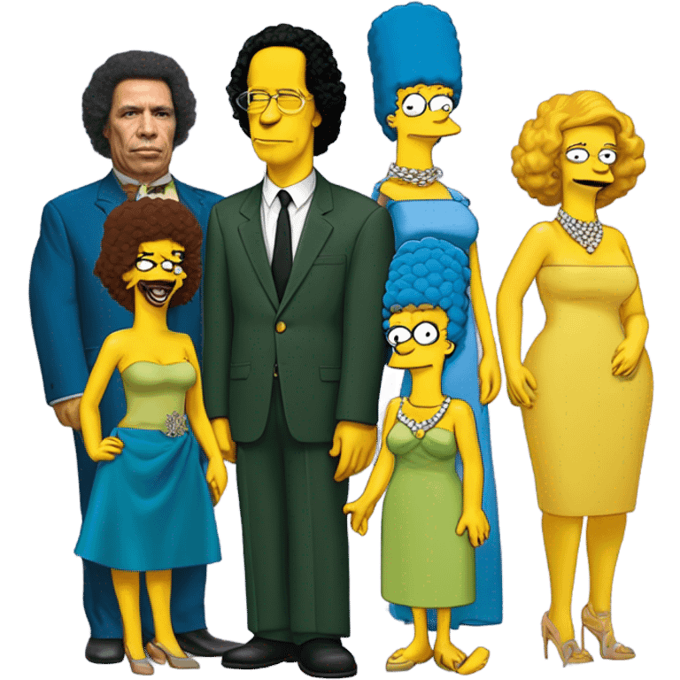 muammar gaddafi with the cast of the simpsons at the met gala emoji