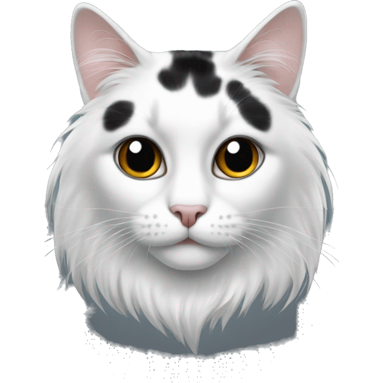 Black and white long hair cat with black spot on muzzle emoji