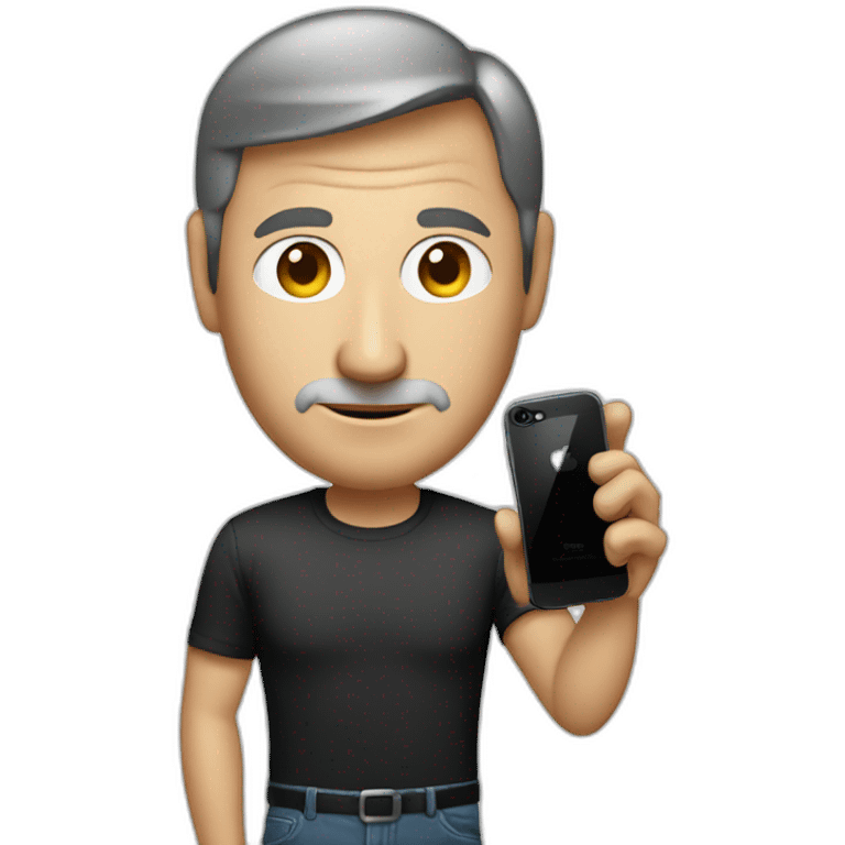 steve jobs with a phone on he hand emoji