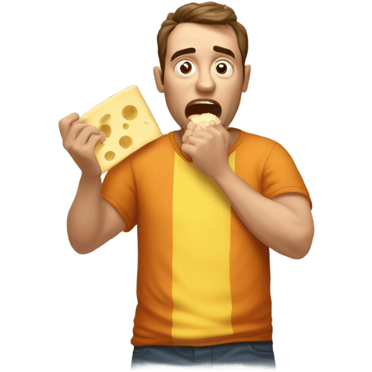 Guy overdosing on cheese emoji