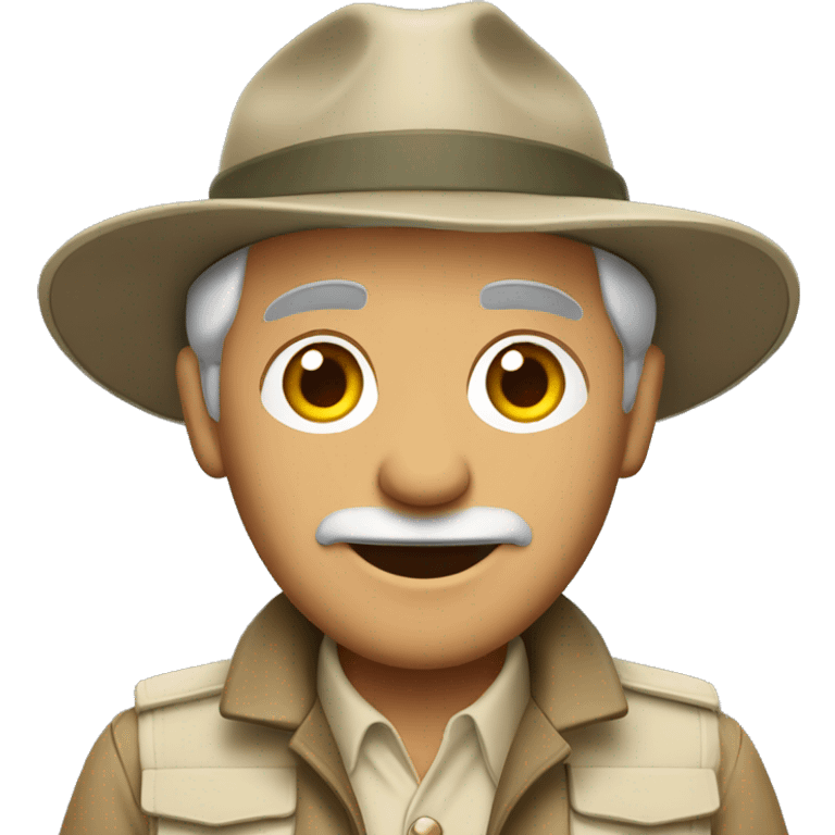 Full body English Sahara man in safari outfit with grey hair and hat  emoji