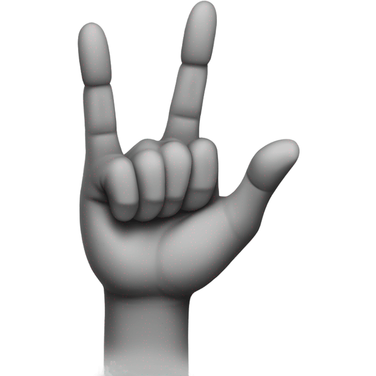 a hand that shows The sign of the horns(middle and ring fingers are bent)  emoji