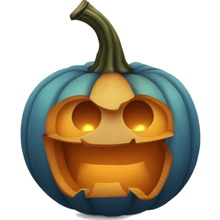 A blue eyed pumpkin emoji