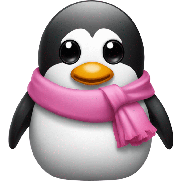 Pingüino con una bufanda rosa emoji