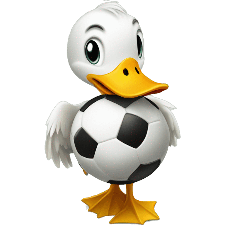 Duck playing soccr emoji