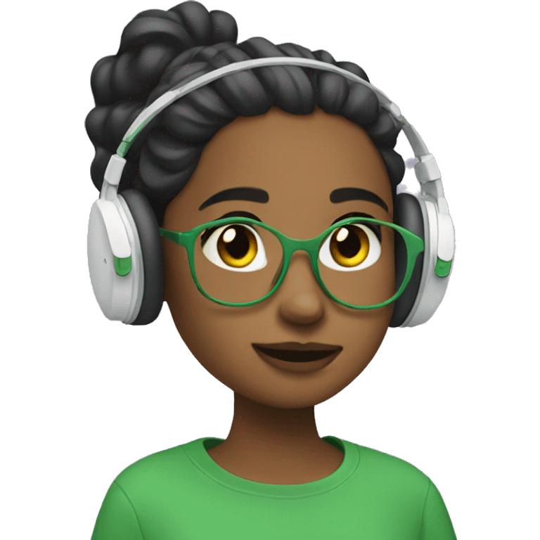 girl listening to her green airpod max headphones  emoji