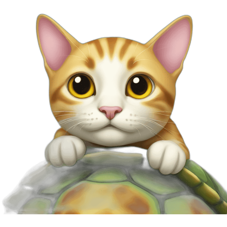 Cat on turtle emoji