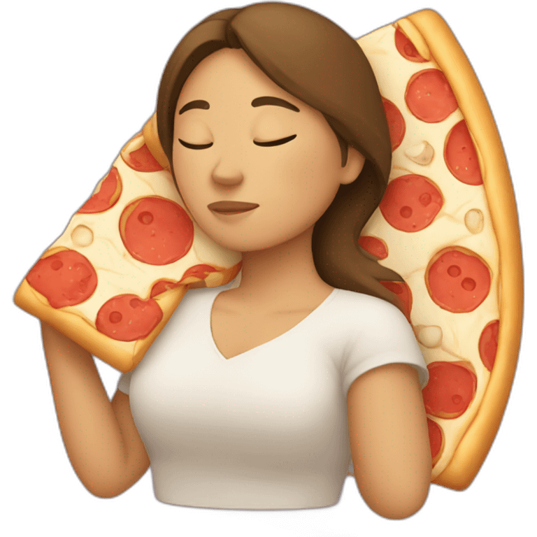 sleeping filipino woman with pizza emoji